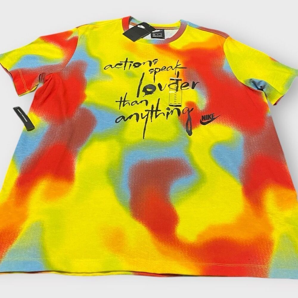 Nike Actions Speak Louder Than Anything Tie Dye T-Shirt Mens size XL CQ7173-100 - Picture 2 of 11